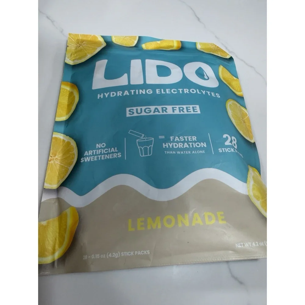 LIDO Lemonade Electrolyte Powder Packets Clean, Zero-Sugar  28 Servings Exp 1/27
